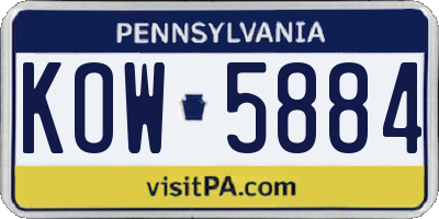 PA license plate KOW5884