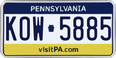 PA license plate KOW5885