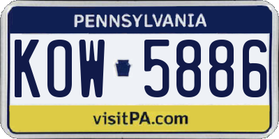 PA license plate KOW5886