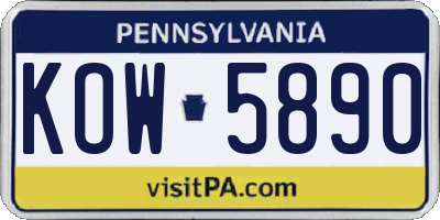 PA license plate KOW5890