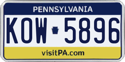 PA license plate KOW5896