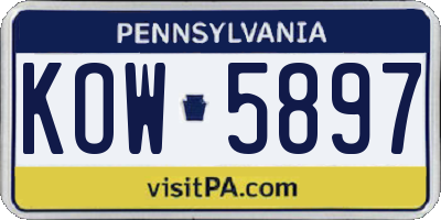 PA license plate KOW5897