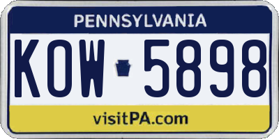 PA license plate KOW5898