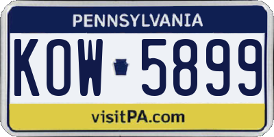 PA license plate KOW5899
