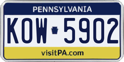 PA license plate KOW5902