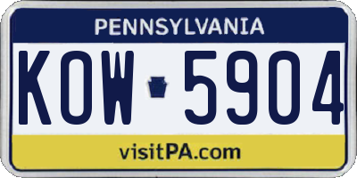 PA license plate KOW5904