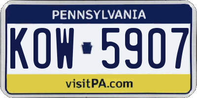 PA license plate KOW5907