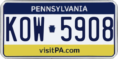 PA license plate KOW5908