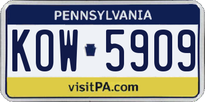 PA license plate KOW5909