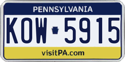 PA license plate KOW5915
