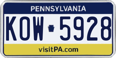 PA license plate KOW5928