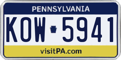PA license plate KOW5941