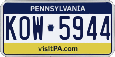 PA license plate KOW5944