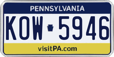 PA license plate KOW5946