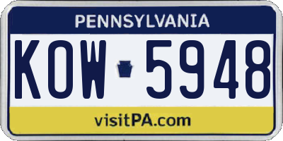 PA license plate KOW5948