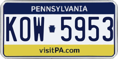 PA license plate KOW5953