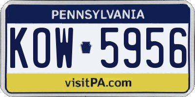PA license plate KOW5956