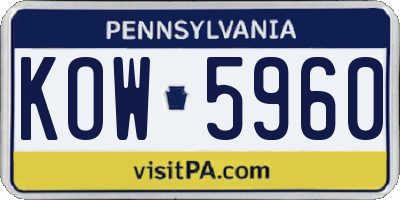 PA license plate KOW5960