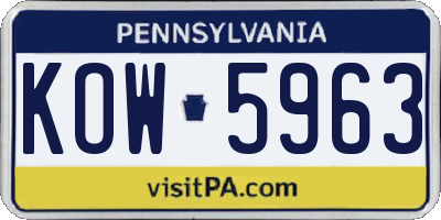 PA license plate KOW5963