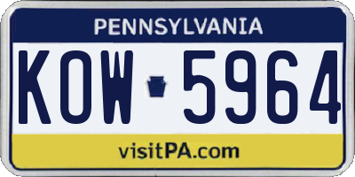 PA license plate KOW5964