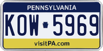 PA license plate KOW5969