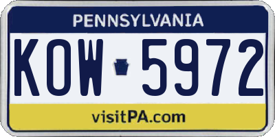 PA license plate KOW5972