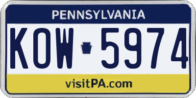 PA license plate KOW5974