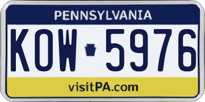 PA license plate KOW5976