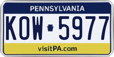 PA license plate KOW5977