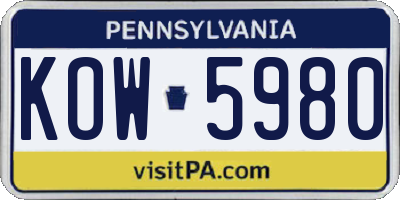 PA license plate KOW5980