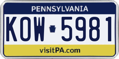 PA license plate KOW5981