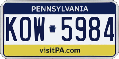 PA license plate KOW5984