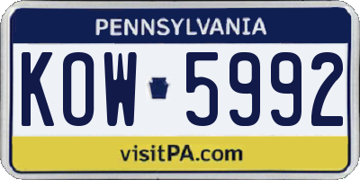 PA license plate KOW5992