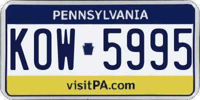 PA license plate KOW5995