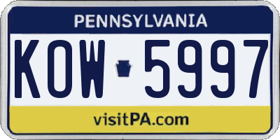 PA license plate KOW5997