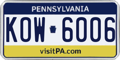 PA license plate KOW6006