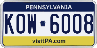 PA license plate KOW6008