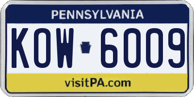 PA license plate KOW6009