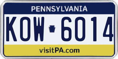 PA license plate KOW6014