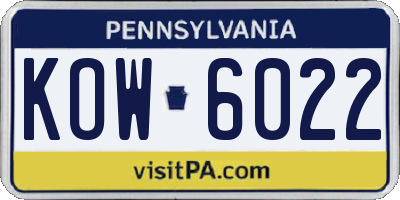 PA license plate KOW6022