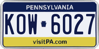 PA license plate KOW6027