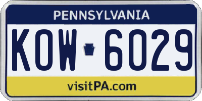 PA license plate KOW6029