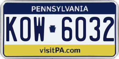 PA license plate KOW6032