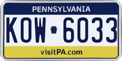 PA license plate KOW6033