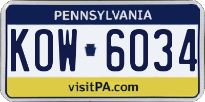 PA license plate KOW6034