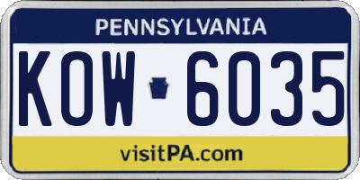 PA license plate KOW6035
