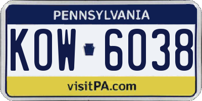 PA license plate KOW6038