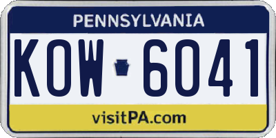 PA license plate KOW6041
