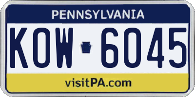 PA license plate KOW6045
