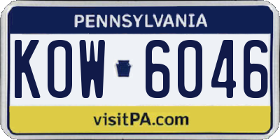 PA license plate KOW6046